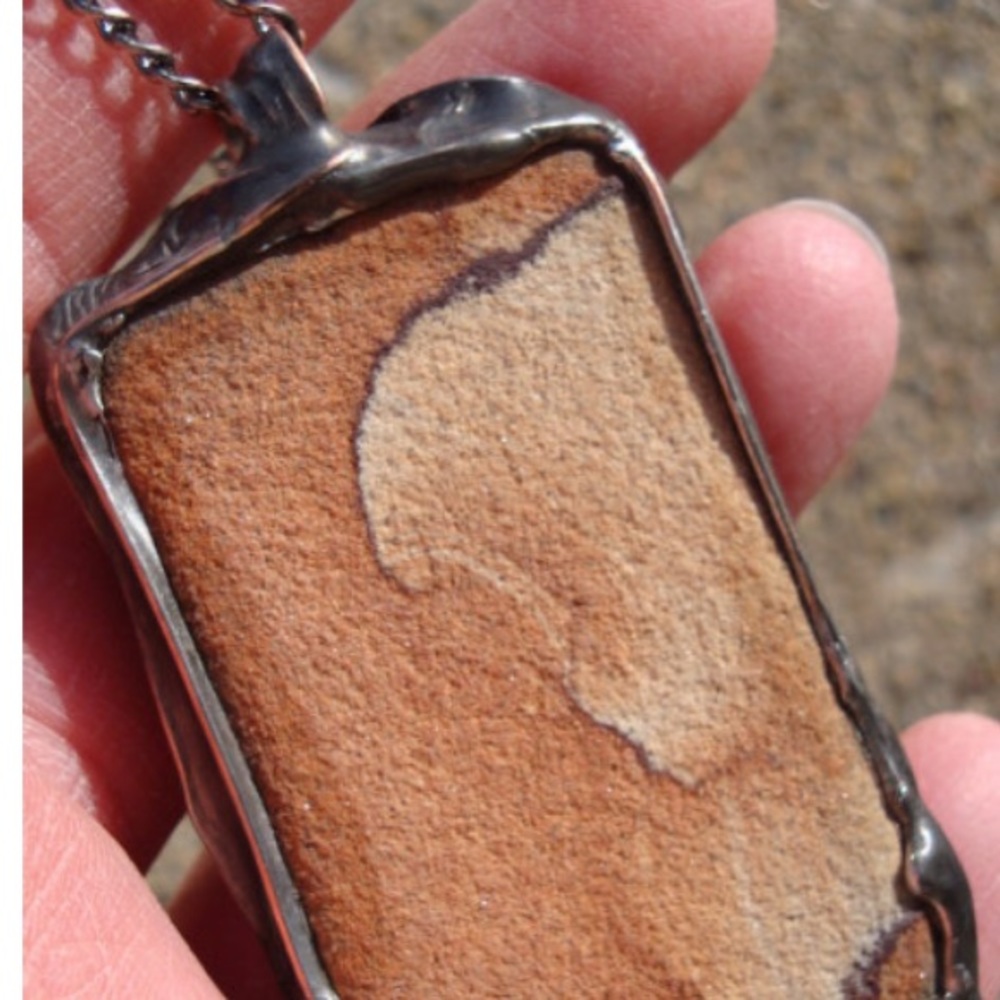Handcrafted Sandstone Necklace, Handmade Necklace. - Picture 2 of 8